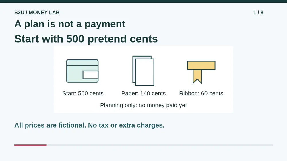 Video illustration: A plan is not a payment. The spoken explanation follows.
