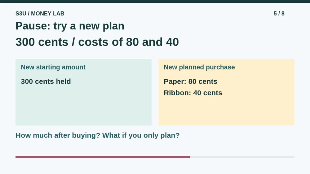Video illustration: Pause: try a new plan. The spoken explanation follows.