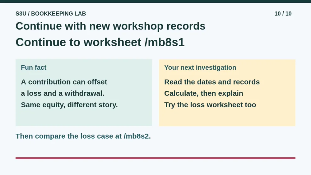 Video illustration: Continue with new workshop records. The spoken explanation follows.