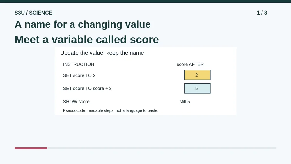 Video illustration: A name for a changing value. The spoken explanation follows.