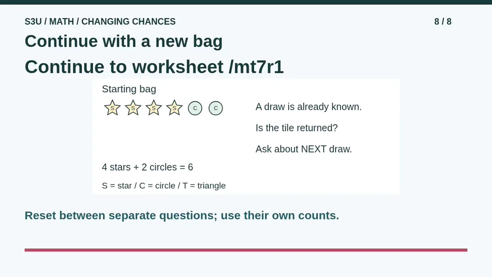 Video illustration: Continue with a new bag. The spoken explanation follows.