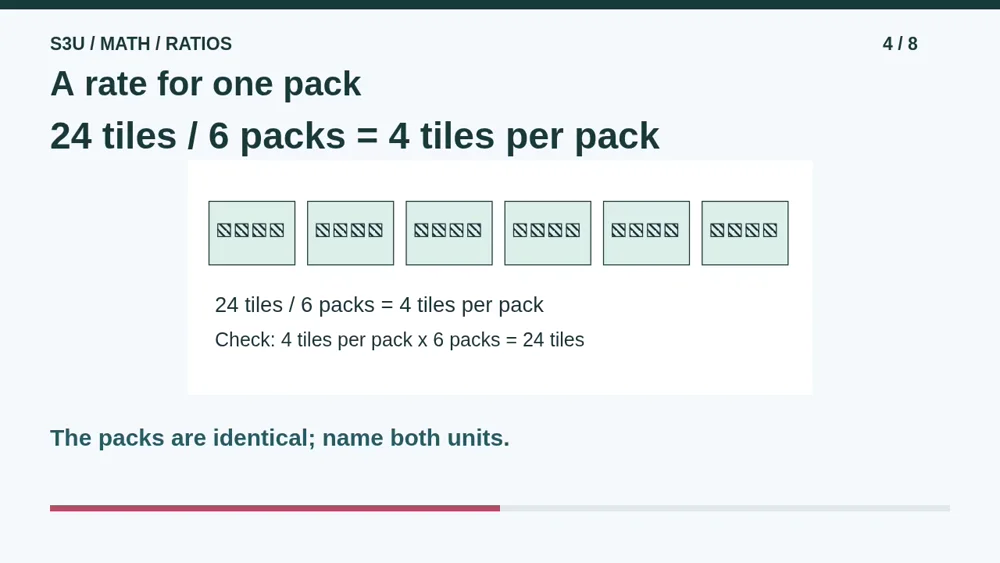 Video illustration: A rate for one pack. The spoken explanation follows.