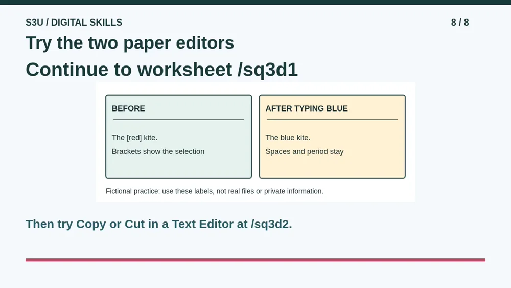 Video illustration: Try the two paper editors. The spoken explanation follows.