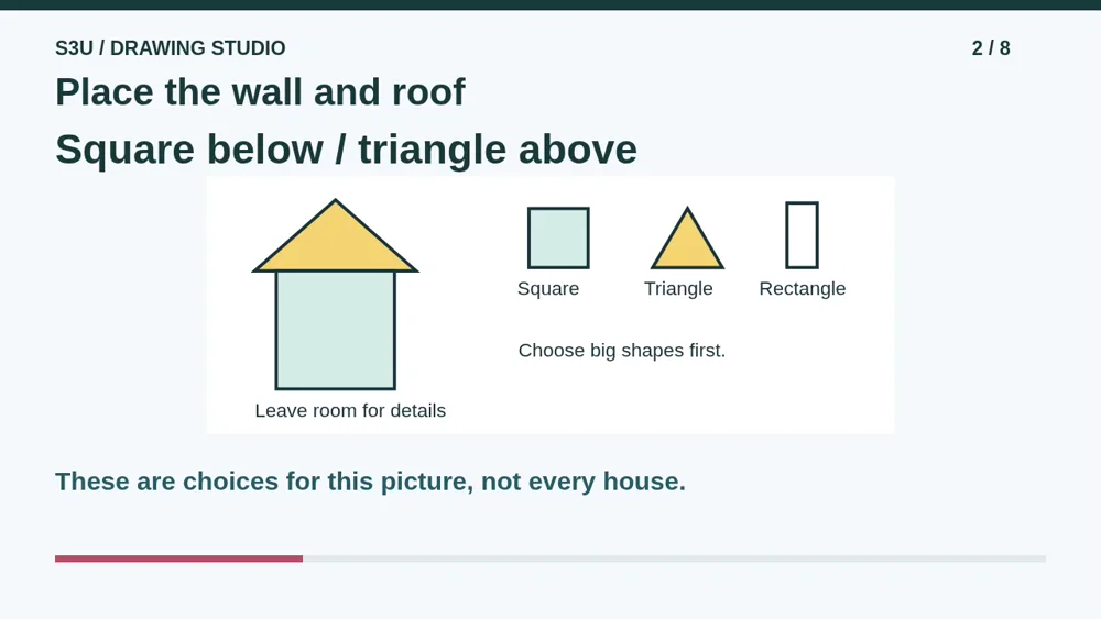 Video illustration: Place the wall and roof. The spoken explanation follows.