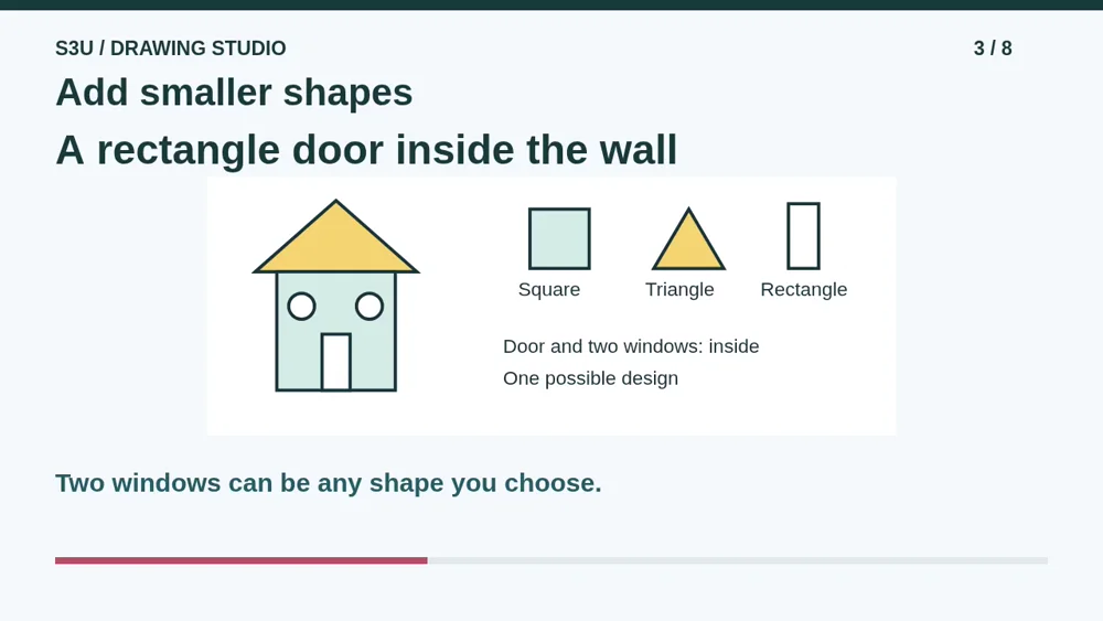 Video illustration: Add smaller shapes. The spoken explanation follows.