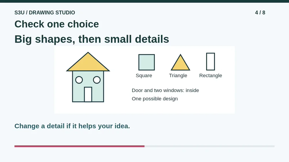 Video illustration: Check one choice. The spoken explanation follows.