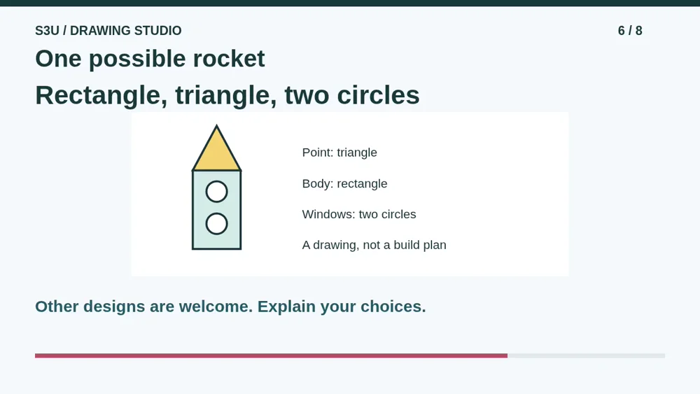 Video illustration: One possible rocket. The spoken explanation follows.