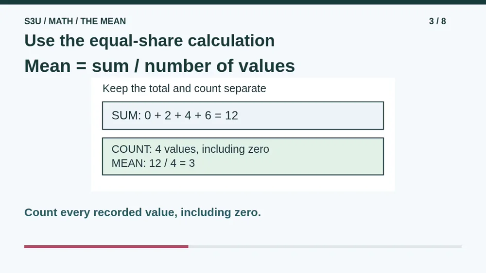 Video illustration: Use the equal-share calculation. The spoken explanation follows.