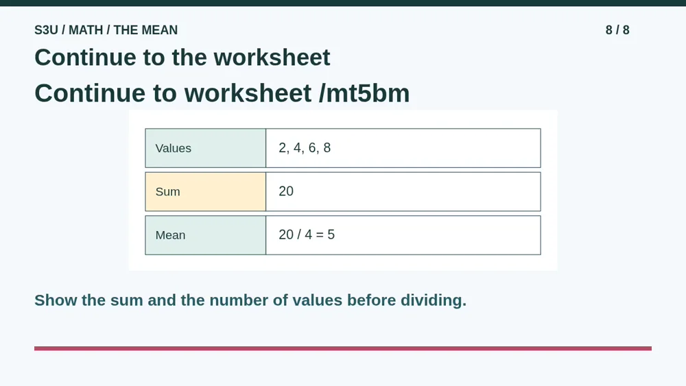 Video illustration: Continue to the worksheet. The spoken explanation follows.