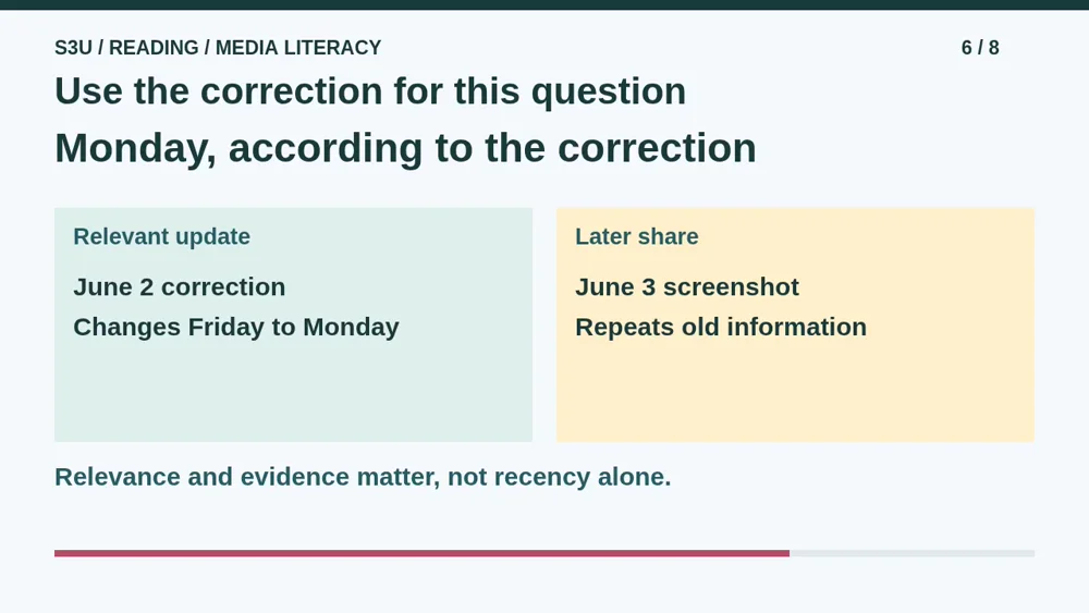 Video illustration: Use the correction for this question. The spoken explanation follows.
