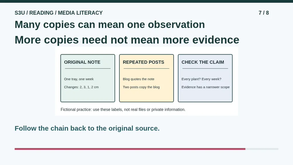 Video illustration: Many copies can mean one observation. The spoken explanation follows.