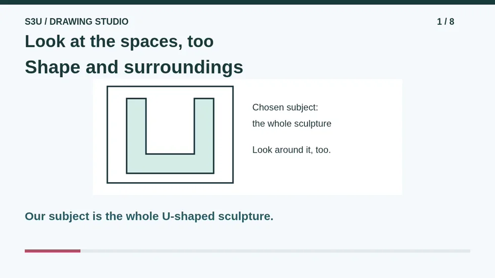 Video illustration: Look at the spaces, too. The spoken explanation follows.