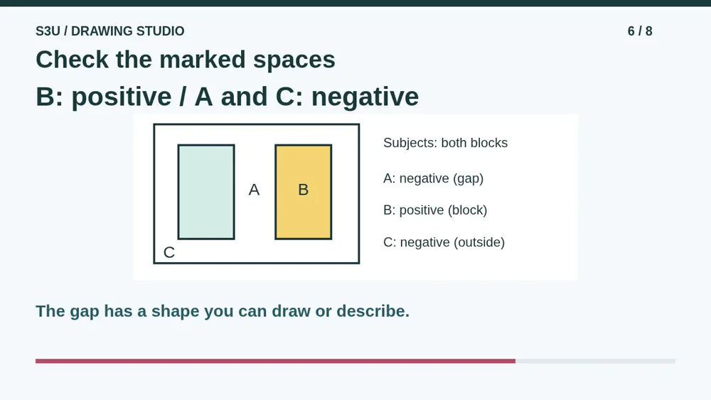Video illustration: Check the marked spaces. The spoken explanation follows.