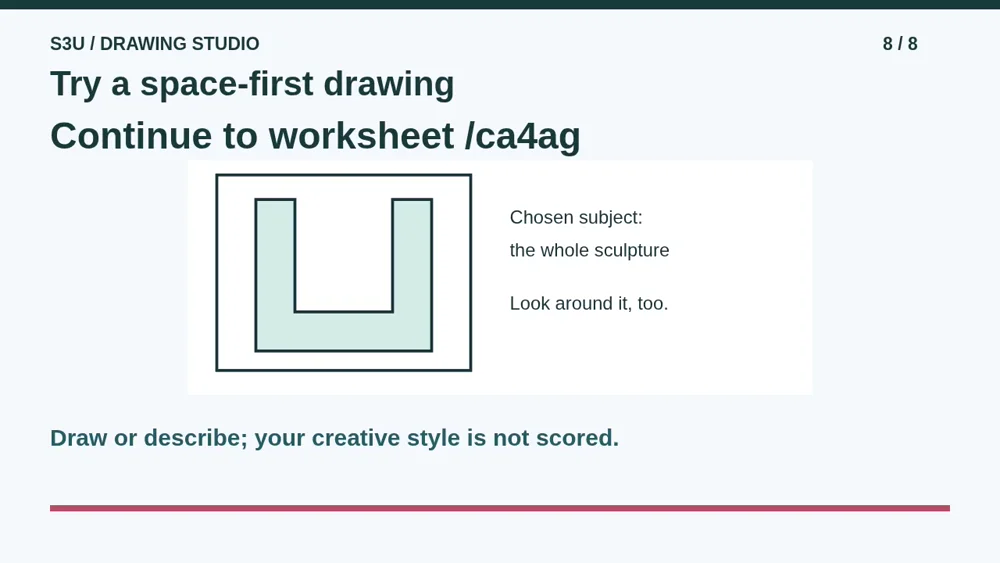 Video illustration: Try a space-first drawing. The spoken explanation follows.