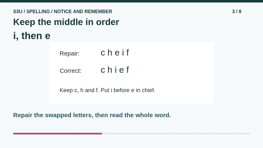 Video illustration: Keep the middle in order. The spoken explanation follows.