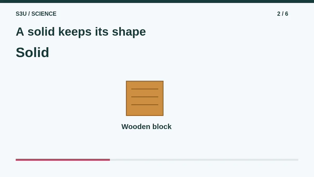 Video illustration: A solid keeps its shape. The spoken explanation follows.
