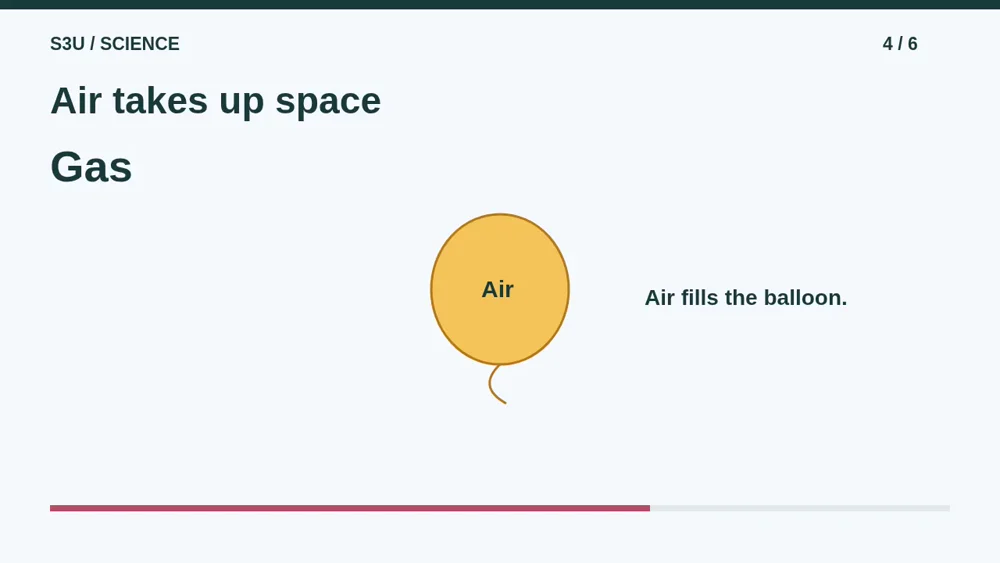 Video illustration: Air takes up space. The spoken explanation follows.