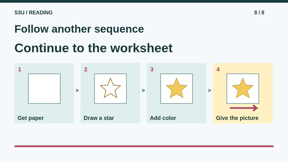Video illustration: Follow another sequence. The spoken explanation follows.