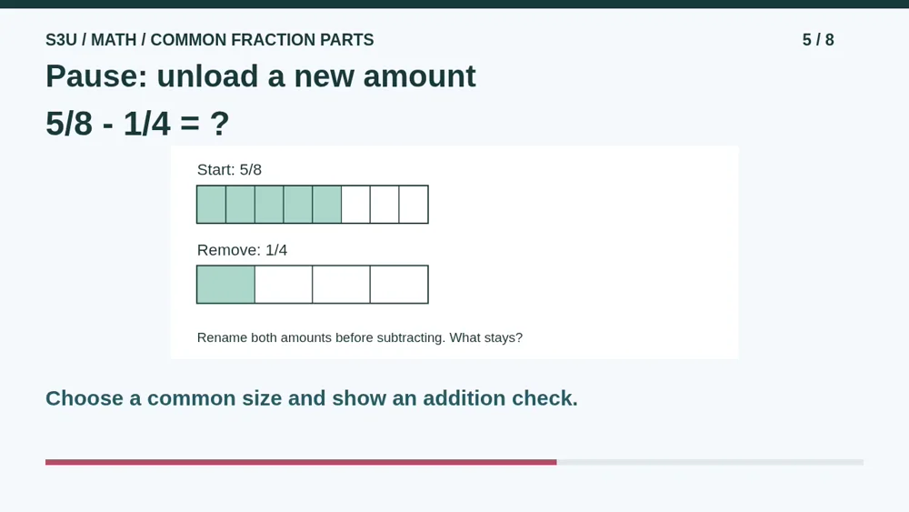 Video illustration: Pause: unload a new amount. The spoken explanation follows.
