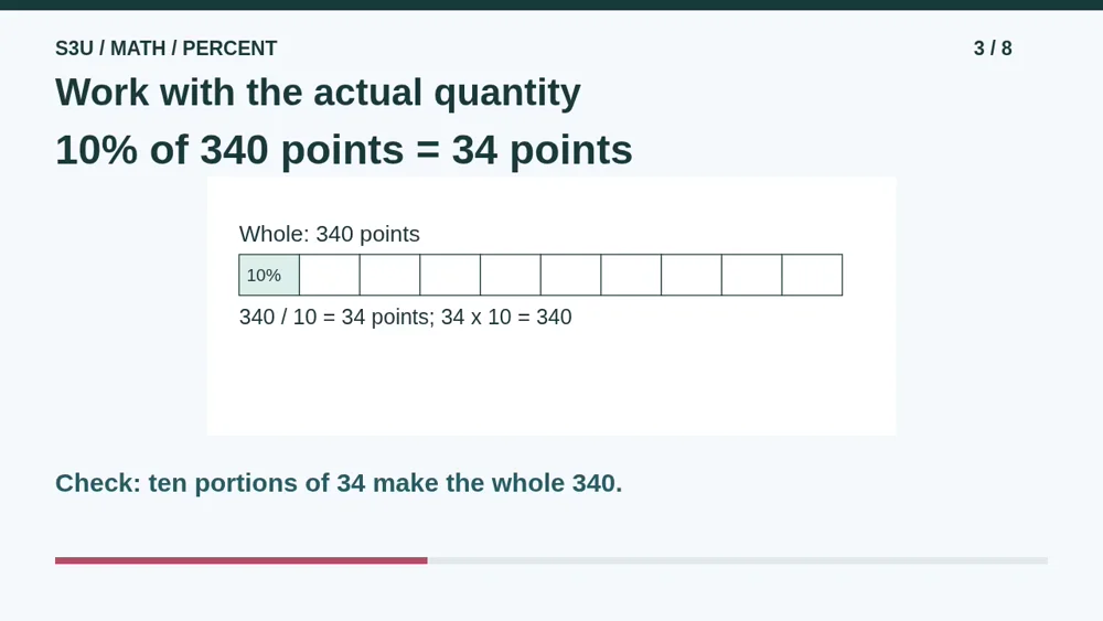 Video illustration: Work with the actual quantity. The spoken explanation follows.