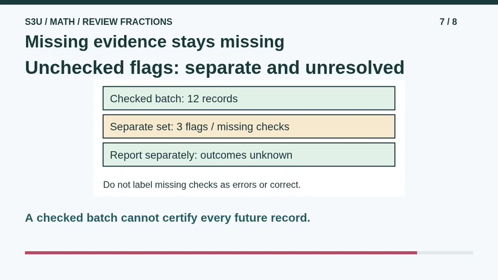 Video illustration: Missing evidence stays missing. The spoken explanation follows.