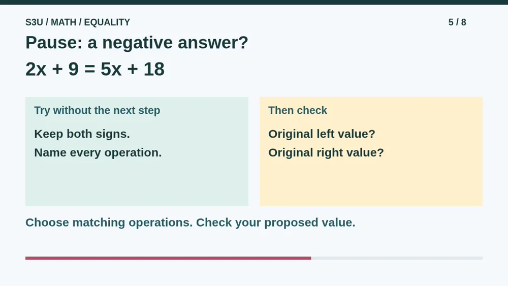 Video illustration: Pause: a negative answer?. The spoken explanation follows.