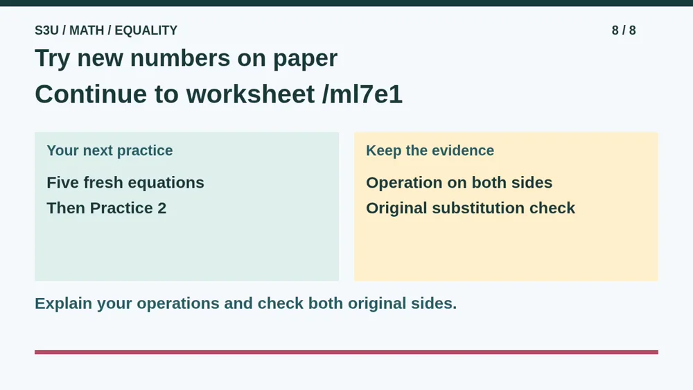 Video illustration: Try new numbers on paper. The spoken explanation follows.