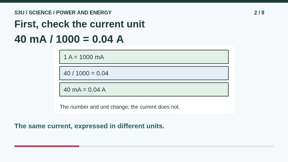 Video illustration: First, check the current unit. The spoken explanation follows.