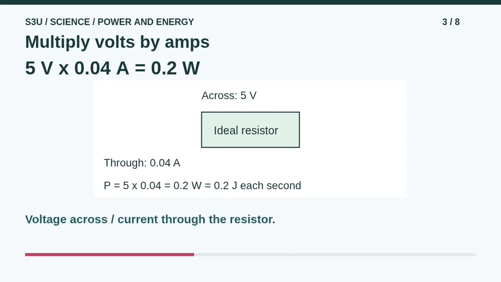 Video illustration: Multiply volts by amps. The spoken explanation follows.