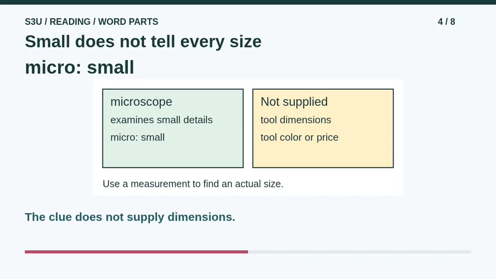 Video illustration: Small does not tell every size. The spoken explanation follows.