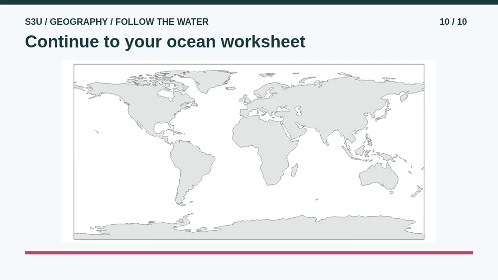 Video illustration: Continue to your ocean worksheet. The spoken explanation follows.